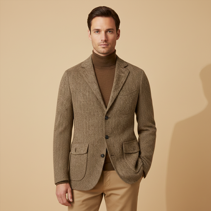 Freja Andersen | Herre enkeltknappet uld sildeben tweed blazer