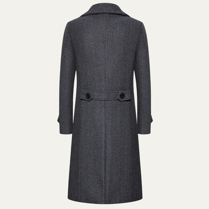 Freja Andersen | Herre lang dobbeltknappet uld trenchcoat