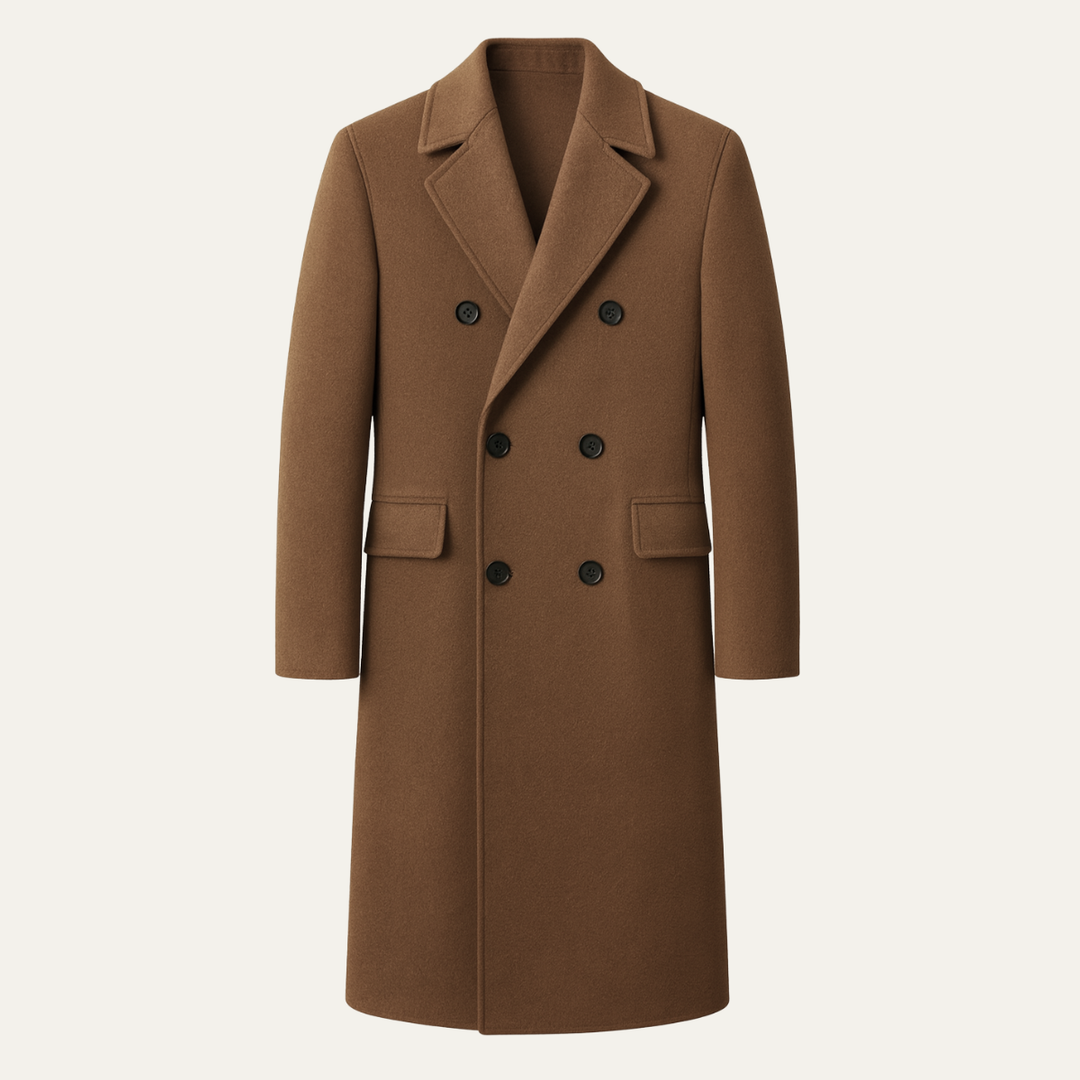 Freja Andersen | Herre Elegant lang dobbeltknappet trenchcoat