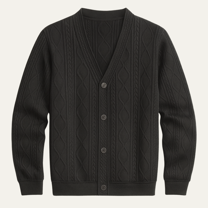 Capri | Herre kabelstrik Diamond Pattern V-hals cardigan