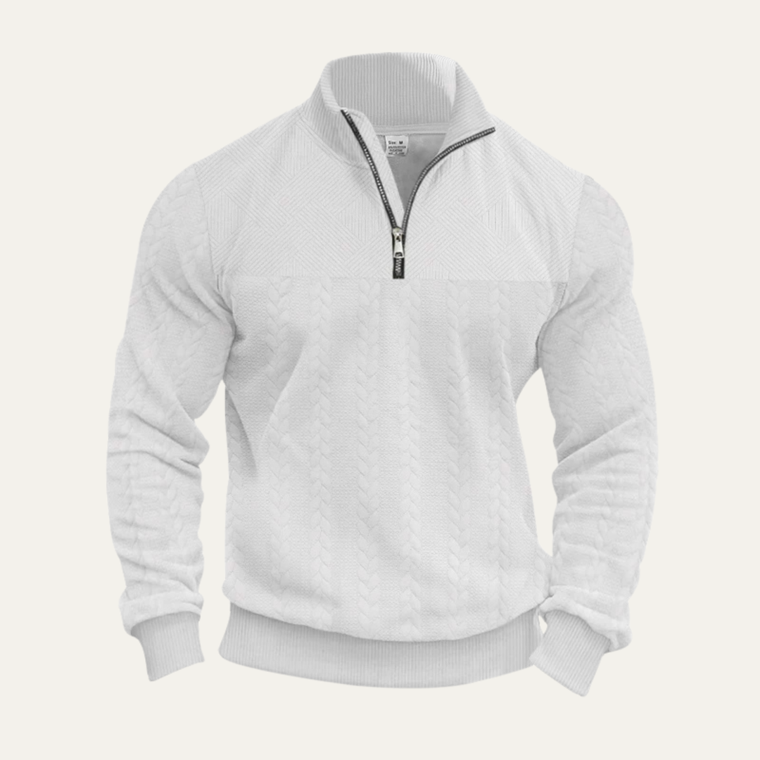 Willowridge | Herre varm Jacquard Pattern halv lynlås strik trøje