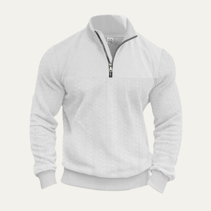 Willowridge | Herre varm Jacquard Pattern halv lynlås strik trøje