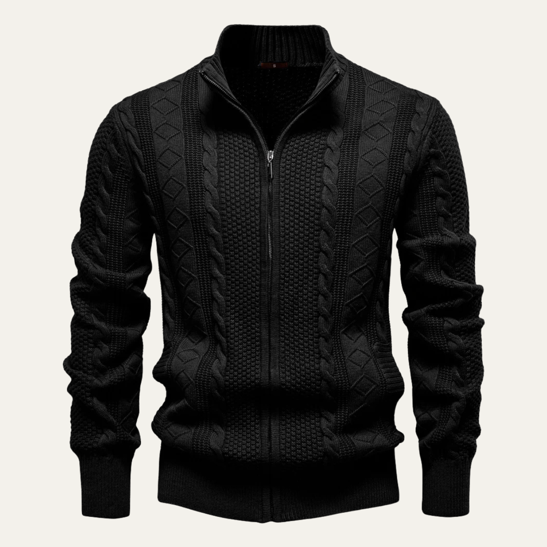 Freja Andersen | Herre slim fit kabelstrik Zip cardigan