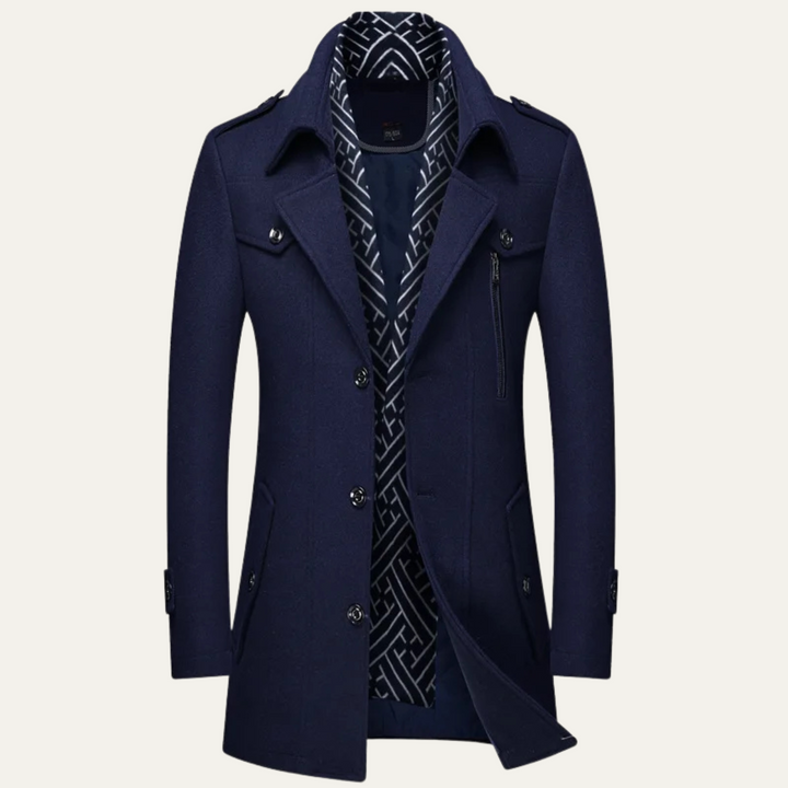 Freja Andersen | Herre stilren dobbeltknappet vinter trenchcoat