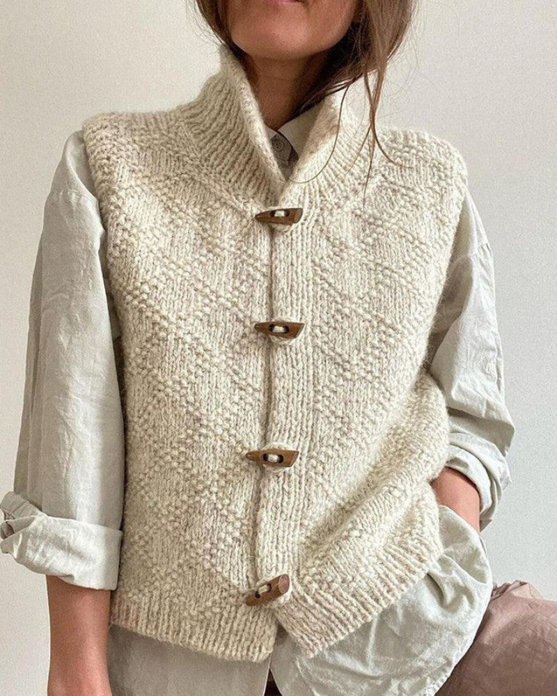 INGRID – HYGGESTRIKKET ÆRMELØS CARDIGAN — 2