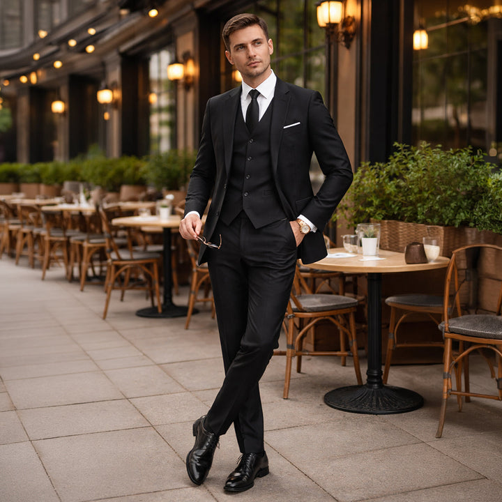 Freja Andersen | Herre 3 Piece slim fit jakkesæt - Elegant blazer, Waistcoat & Trousers sæt