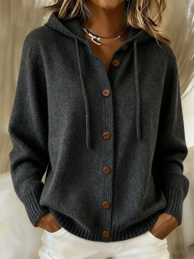 Brenda™ | Hyggelig cardigan hættetrøje med knap — 7
