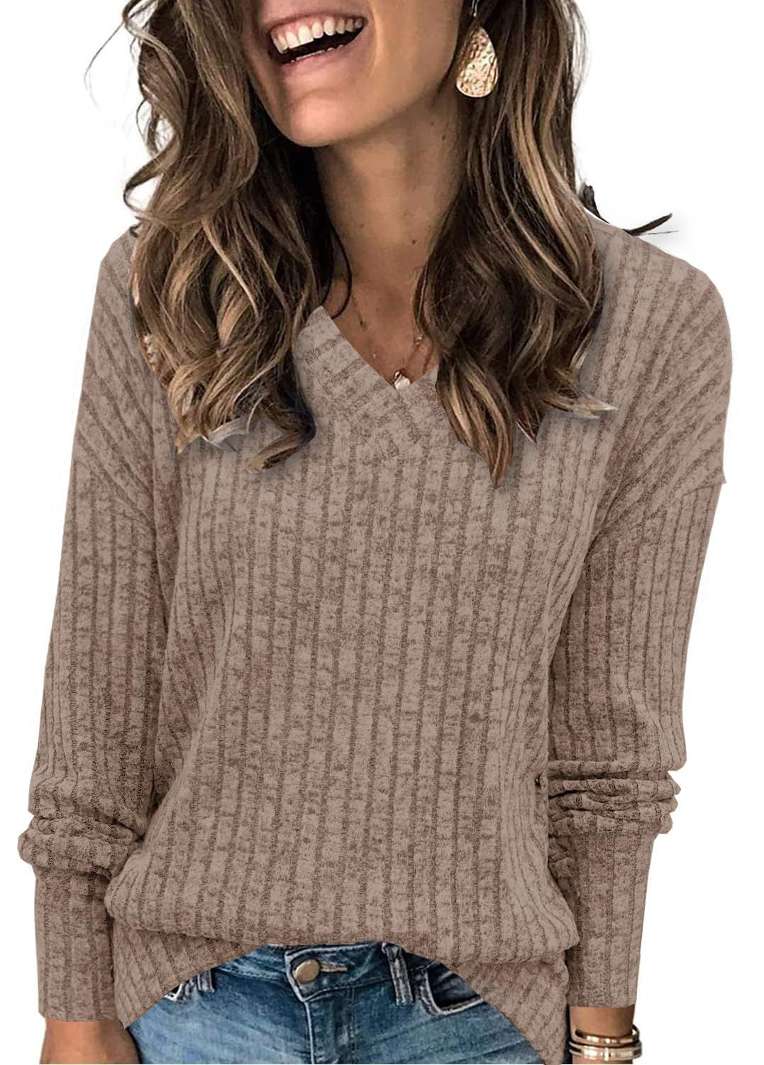 EVELYN™ | Kvinder V-hals Oversized let striktrøje — 9