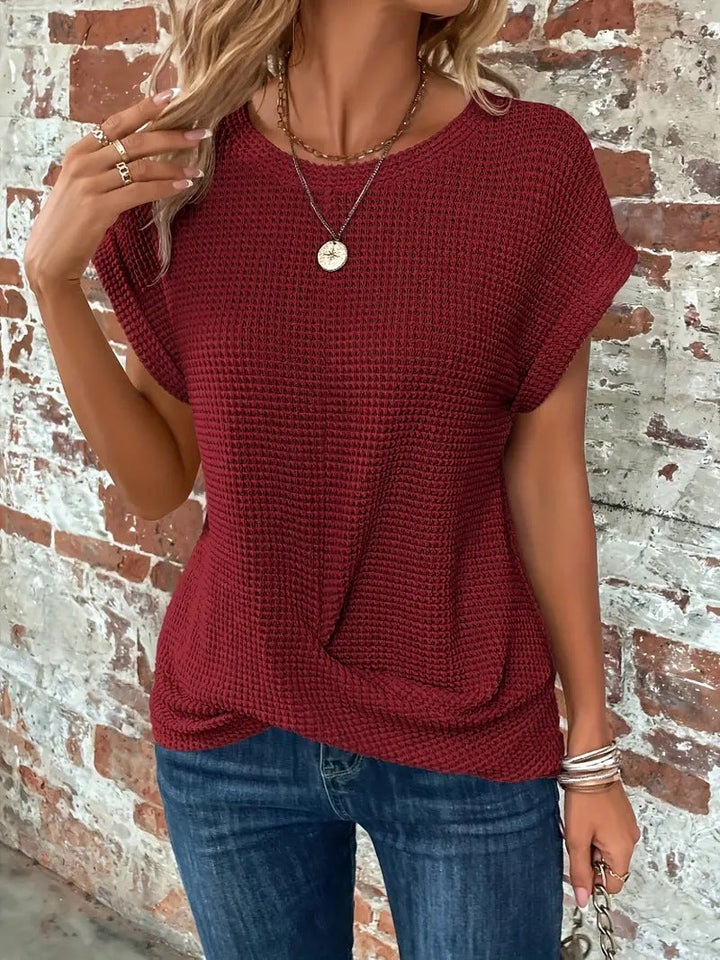 Sylvia™ | Vaffelstrikket Casual T-shirt — 3