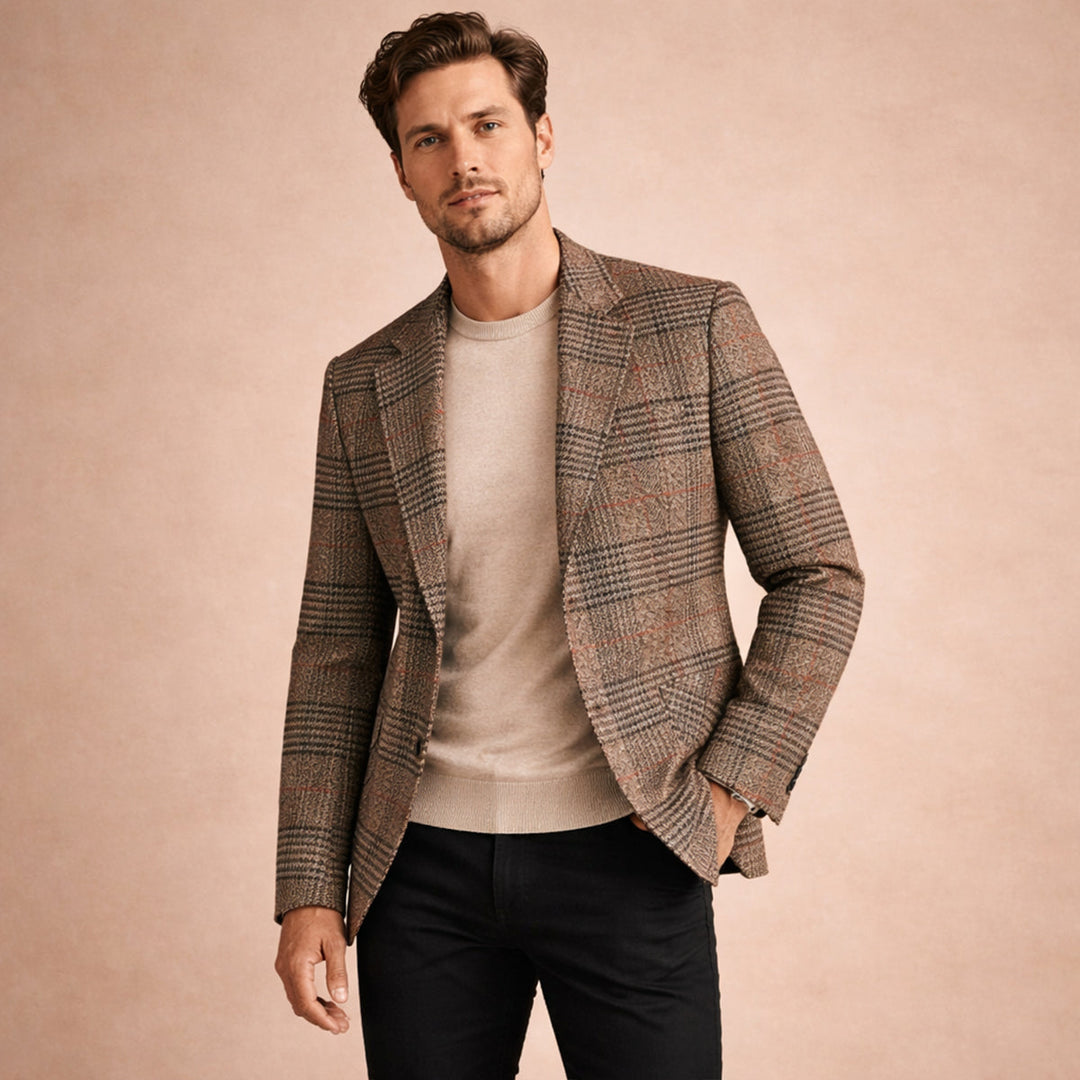 Freja Andersen | Herre slim fit Check Plaid tweed blazersæt