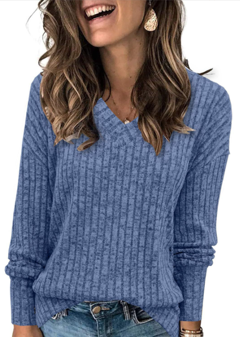EVELYN™ | Kvinder V-hals Oversized let striktrøje — 12