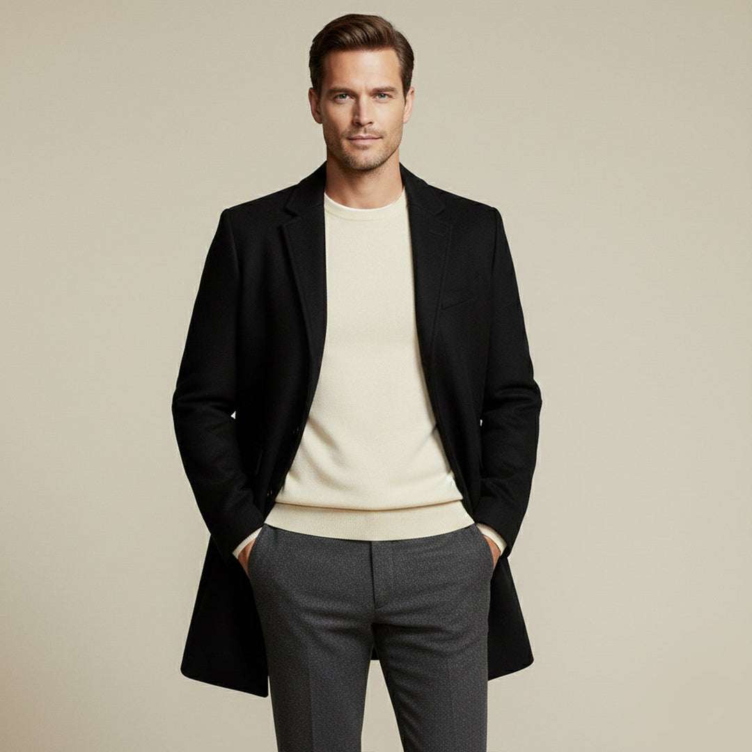 Freja Andersen | Herre Elegant varm lang uldblanding frakke