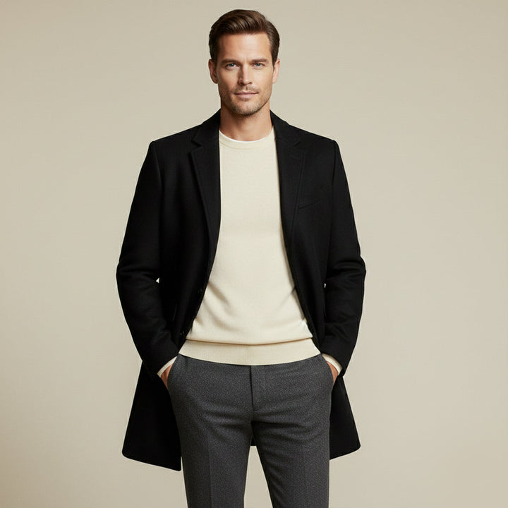 Freja Andersen | Herre Elegant varm lang uldblanding frakke