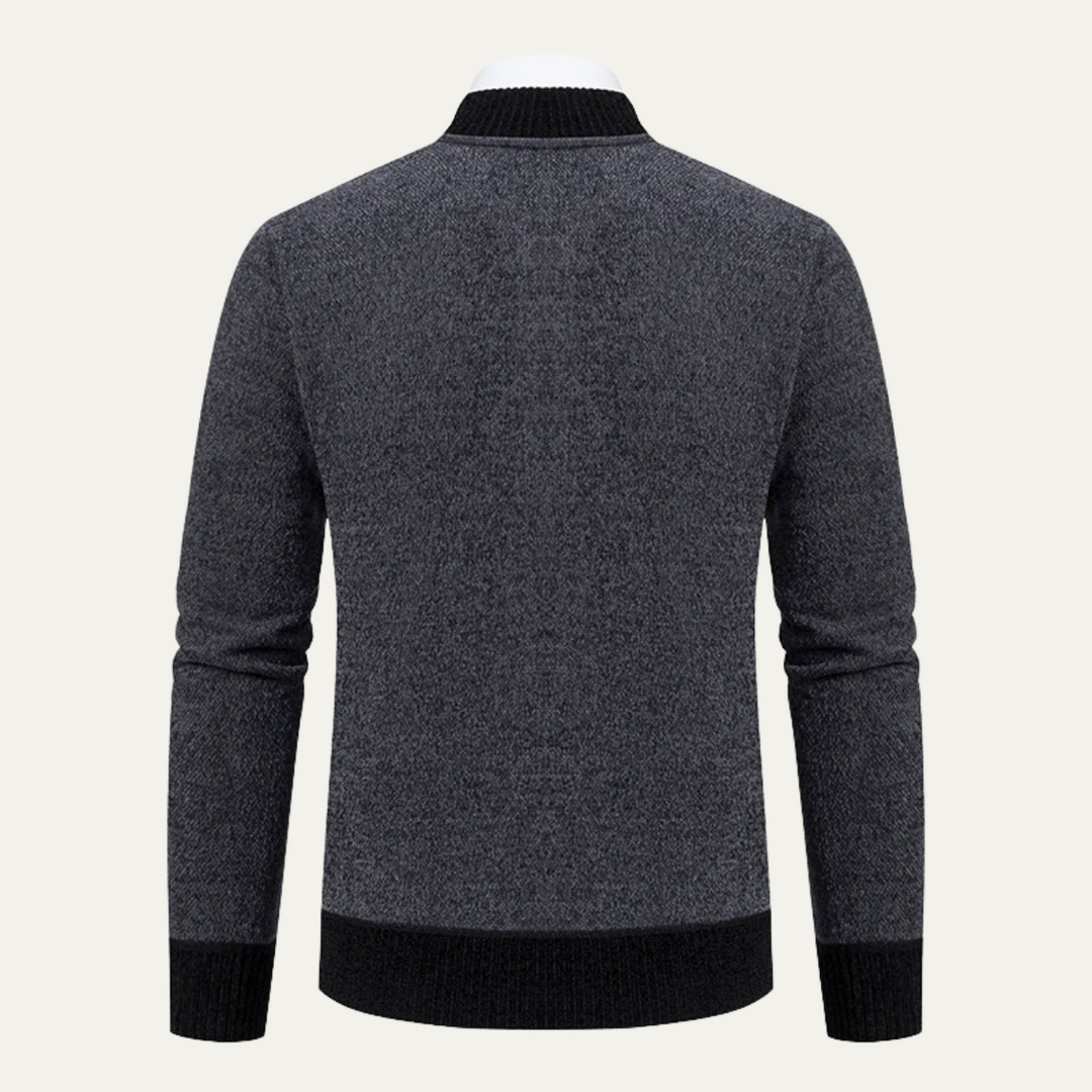 Clapham | Herre Embroidered stilren strik Zip trøje