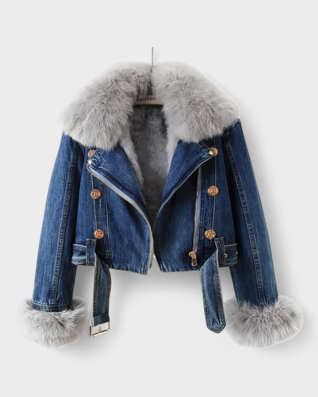 Freja Andersen | Denimjakke med Faux Pelsfor