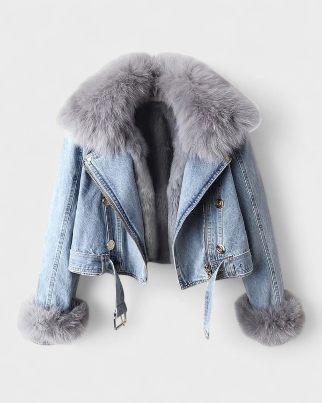 Freja Andersen | Denimjakke med Faux Pelsfor