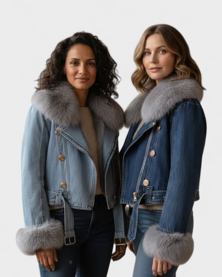 Freja Andersen | Denimjakke med Faux Pelsfor