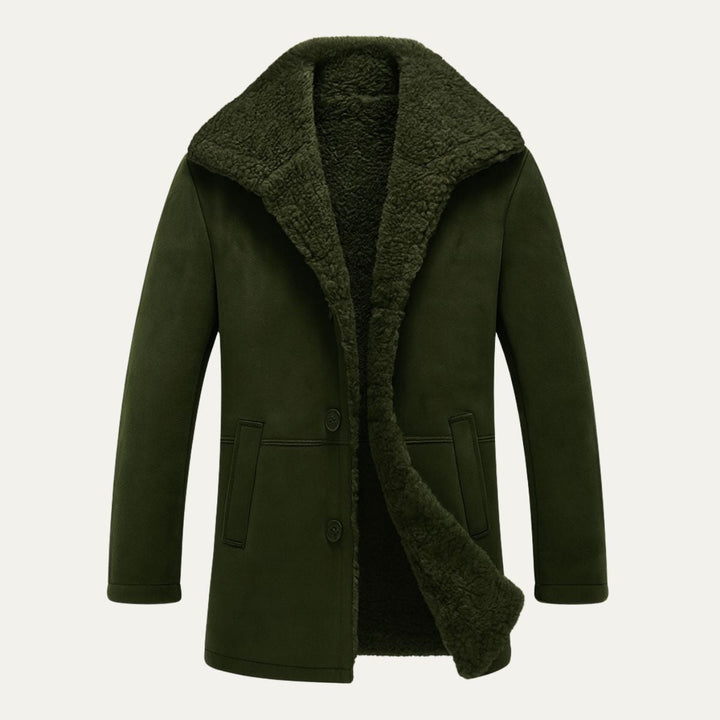 Ashen Shearling frakke - herre klassisk vinter Overcoat