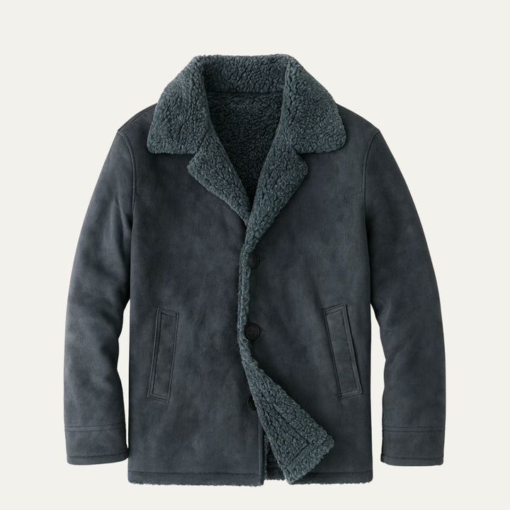 Ashen Shearling frakke - herre klassisk vinter Overcoat