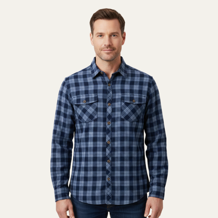 Foxwood Ridge herre Plaid denim skjorte med Chest Pockets