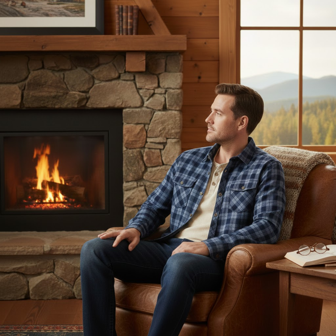 Foxwood Ridge herre Plaid denim skjorte med Chest Pockets