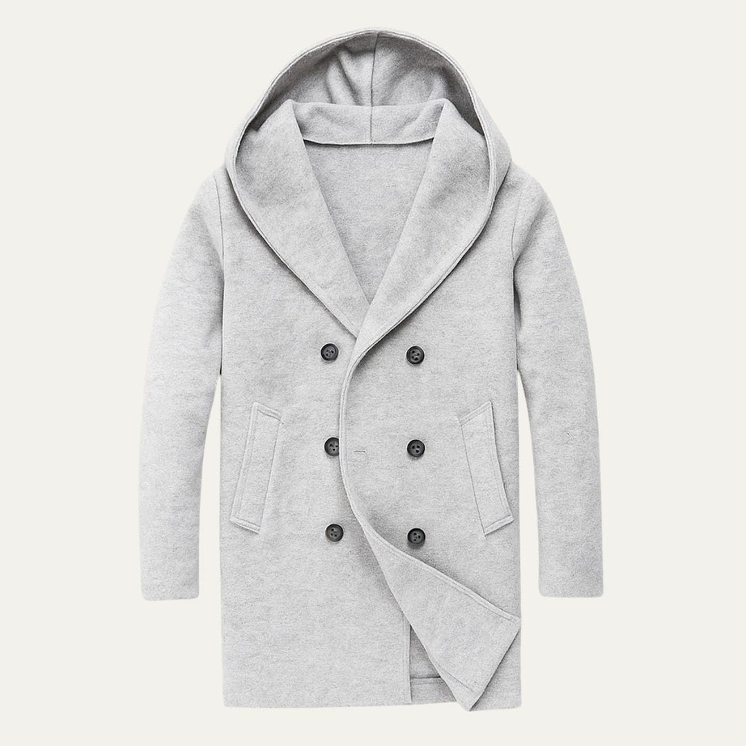 Freja Andersen | Herre dobbeltknappet med hætte trenchcoat
