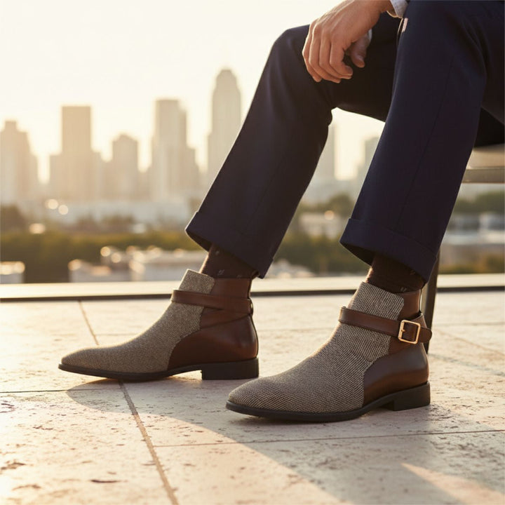 Shetland | Herre Elegant moderne Buckle Chelsea-støvler