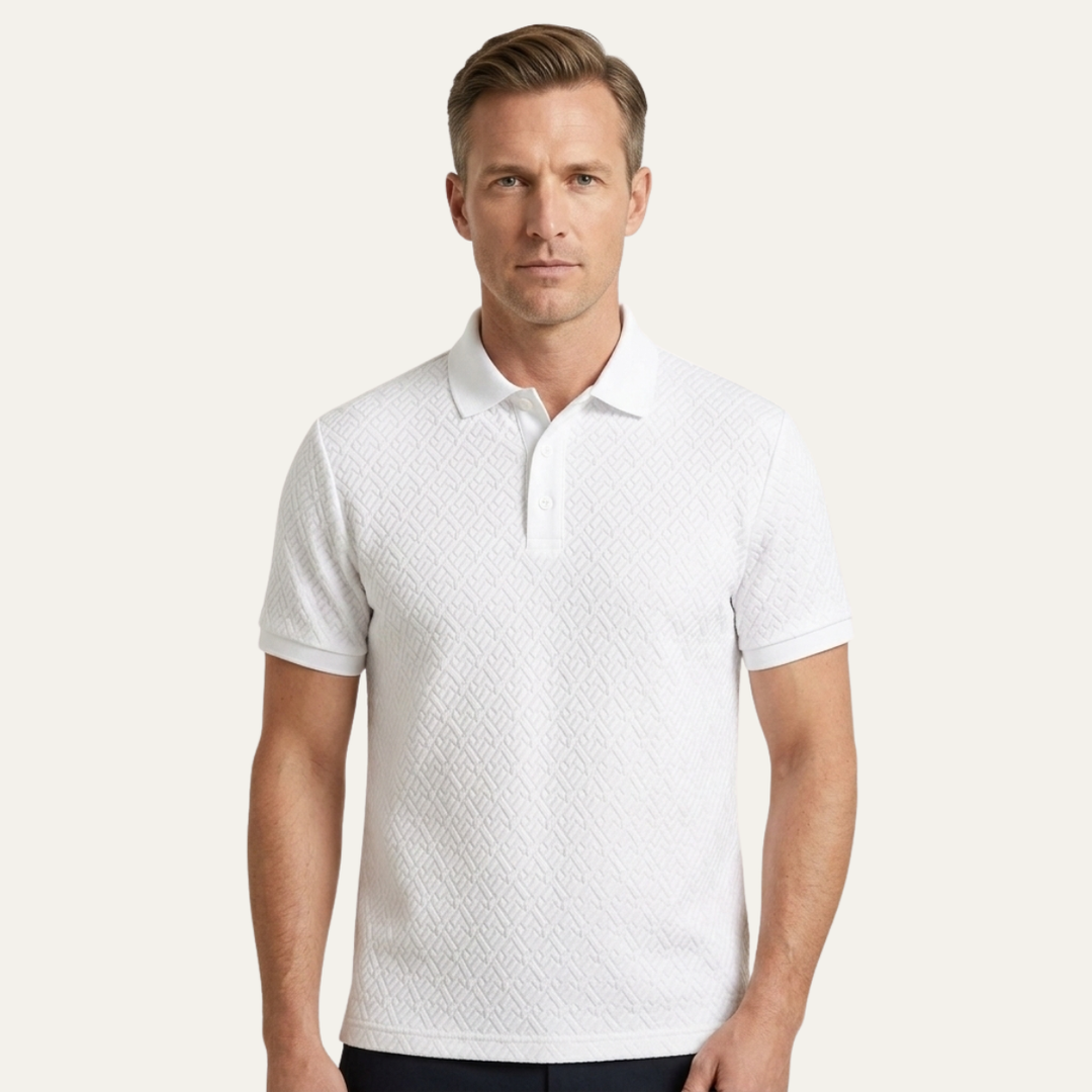 Willowcrest Hill herre hvid tekstureret Elegant poloshirt