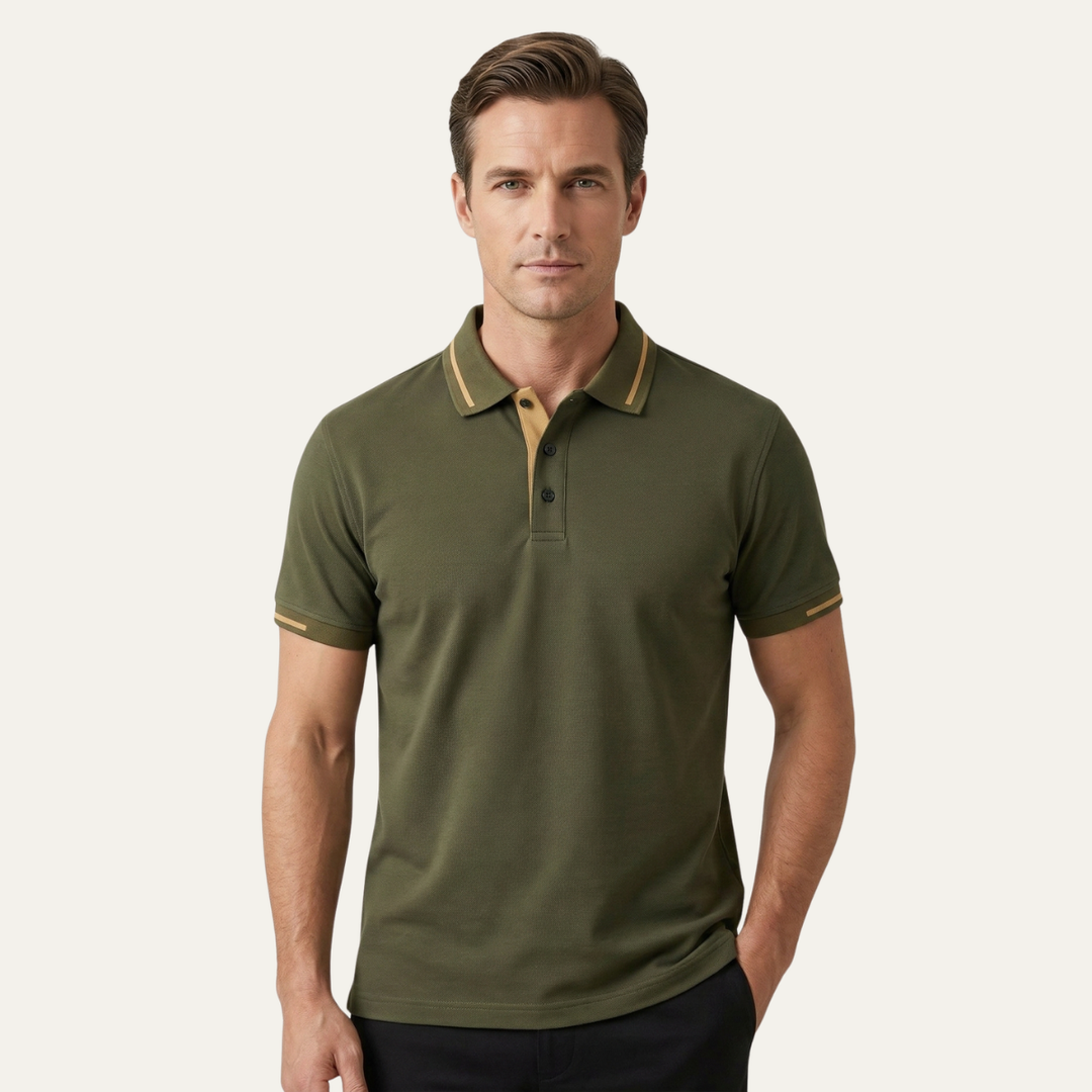 Meadowcrest Ridge herre poloshirt med Contrast Trim - militærgrøn