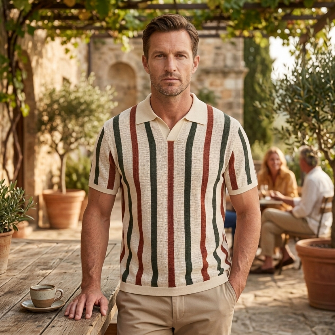 Pinecrest Hill herre vintage stribet strik poloshirt