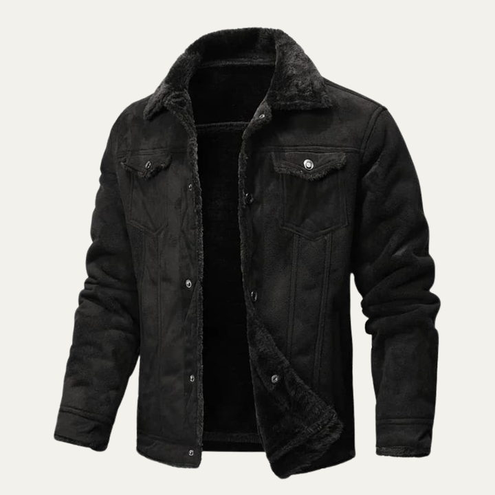 Freja Andersen | Herre vinter Shearling Biker læder jakke