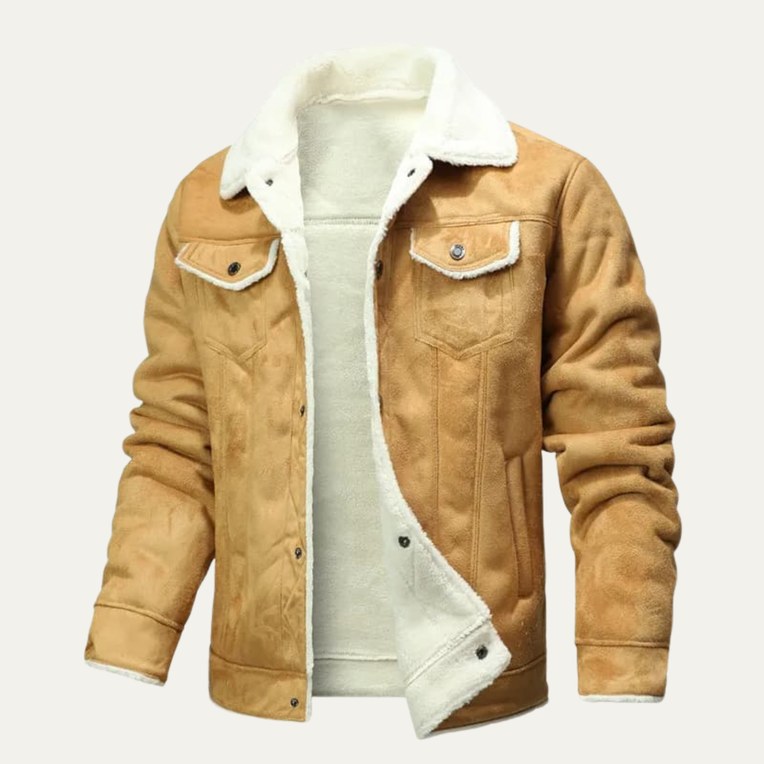 Freja Andersen | Herre vinter Shearling Biker læder jakke
