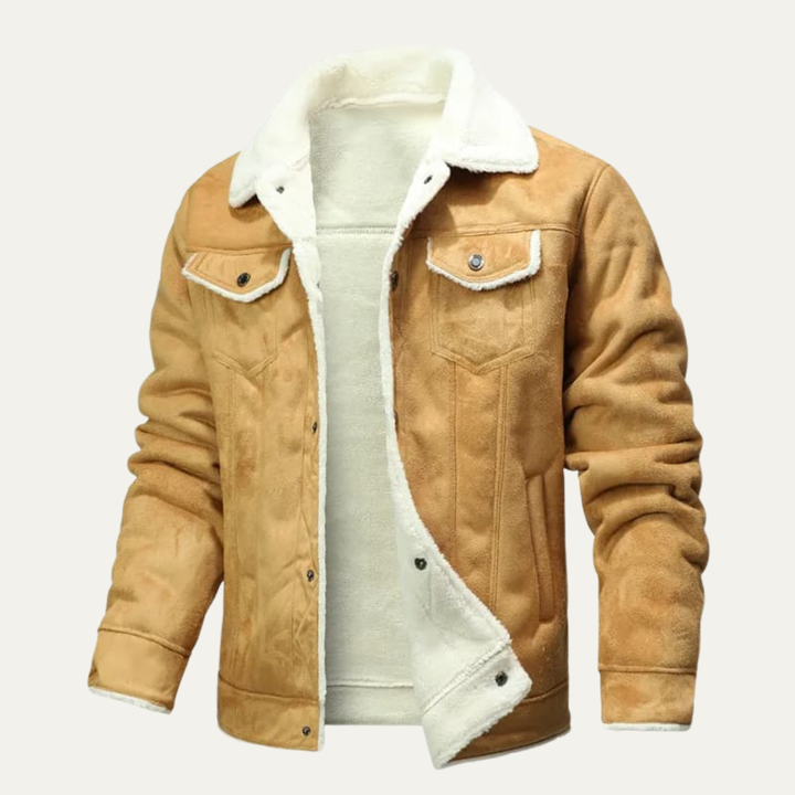Freja Andersen | Herre vinter Shearling Biker læder jakke