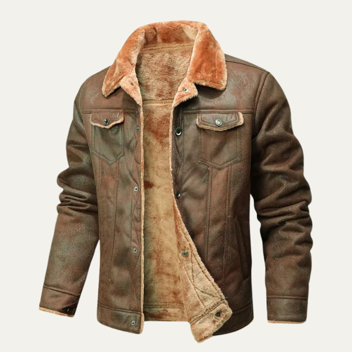 Freja Andersen | Herre vinter Shearling Biker læder jakke
