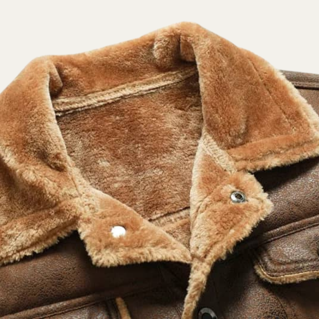 Freja Andersen | Herre vinter Shearling Biker læder jakke