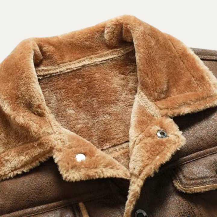 Freja Andersen | Herre vinter Shearling Biker læder jakke