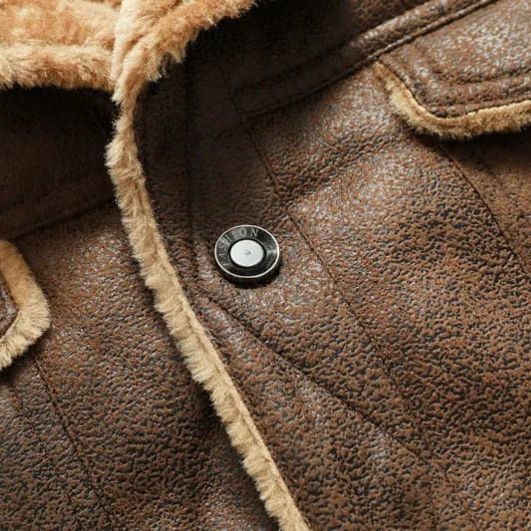 Freja Andersen | Herre vinter Shearling Biker læder jakke