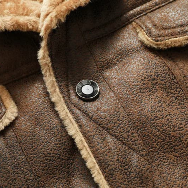 Freja Andersen | Herre vinter Shearling Biker læder jakke
