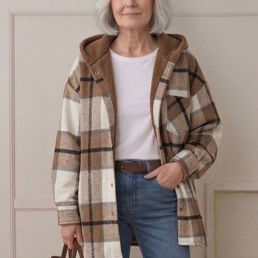 Piper | Ternet flannelsjakke med hætte — 11