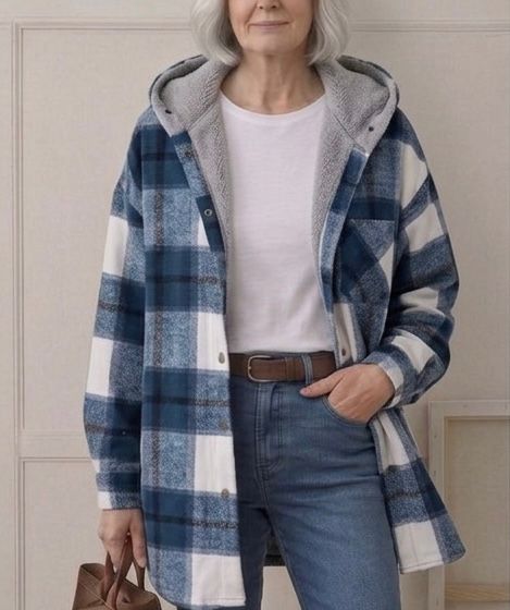 Piper | Ternet flannelsjakke med hætte — 17