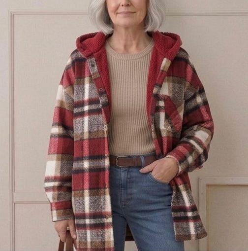 Piper | Ternet flannelsjakke med hætte — 23