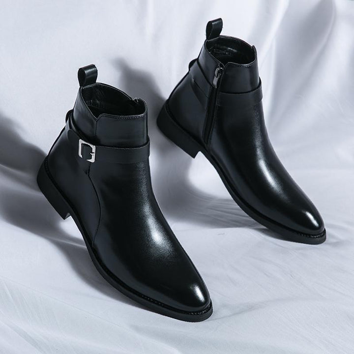Franciacorta | Herre læder Ankle støvler med Side Zip & Non Slip Sole
