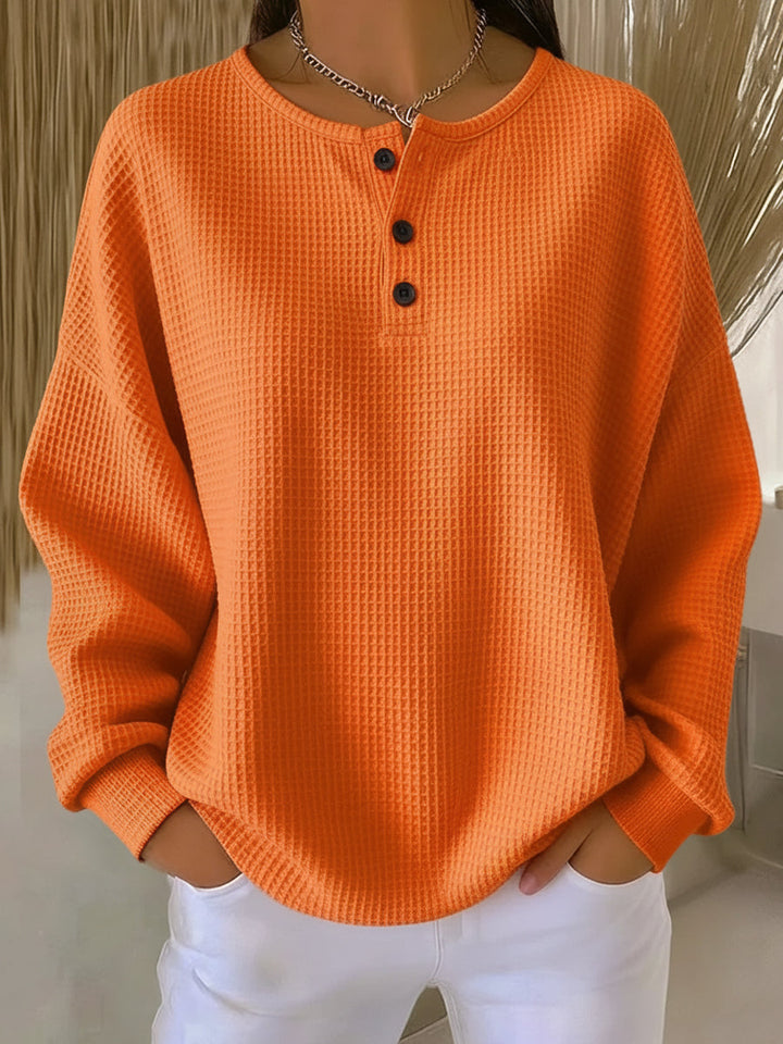 Mirabel™ | Hyggelig vaffel Henley sweatshirt — 1
