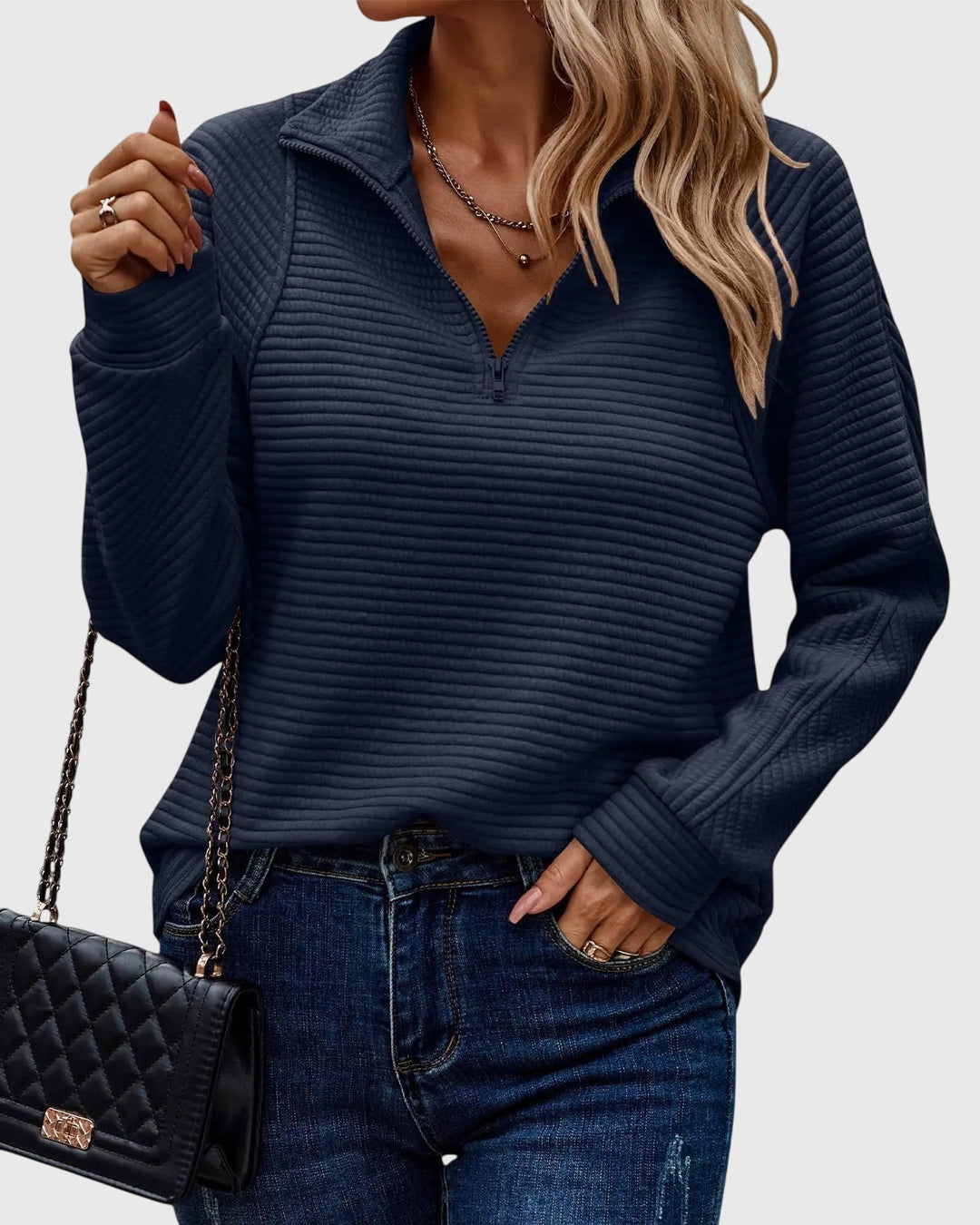 Molly | Elegant trøje med halv lynlås — 6