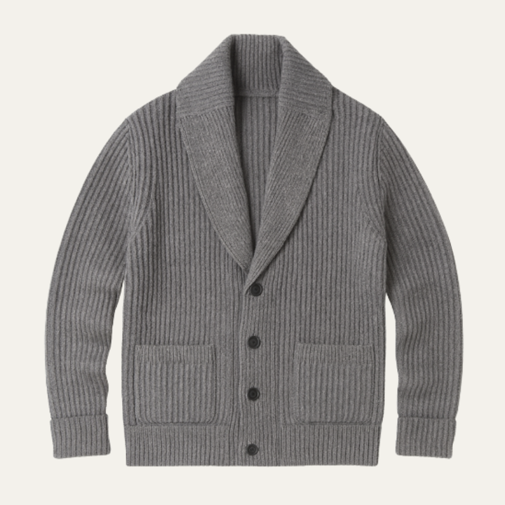 Freja Andersen | Herre Chunky knaplukning strikket Shawl krave cardigan