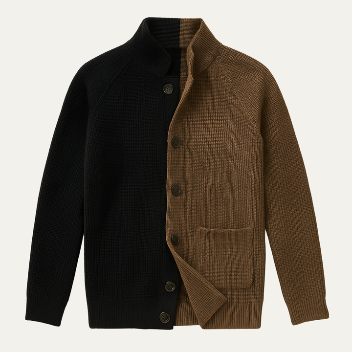 Freja Andersen | Herre stilren afslappet kontrastfarvet strik cardigan