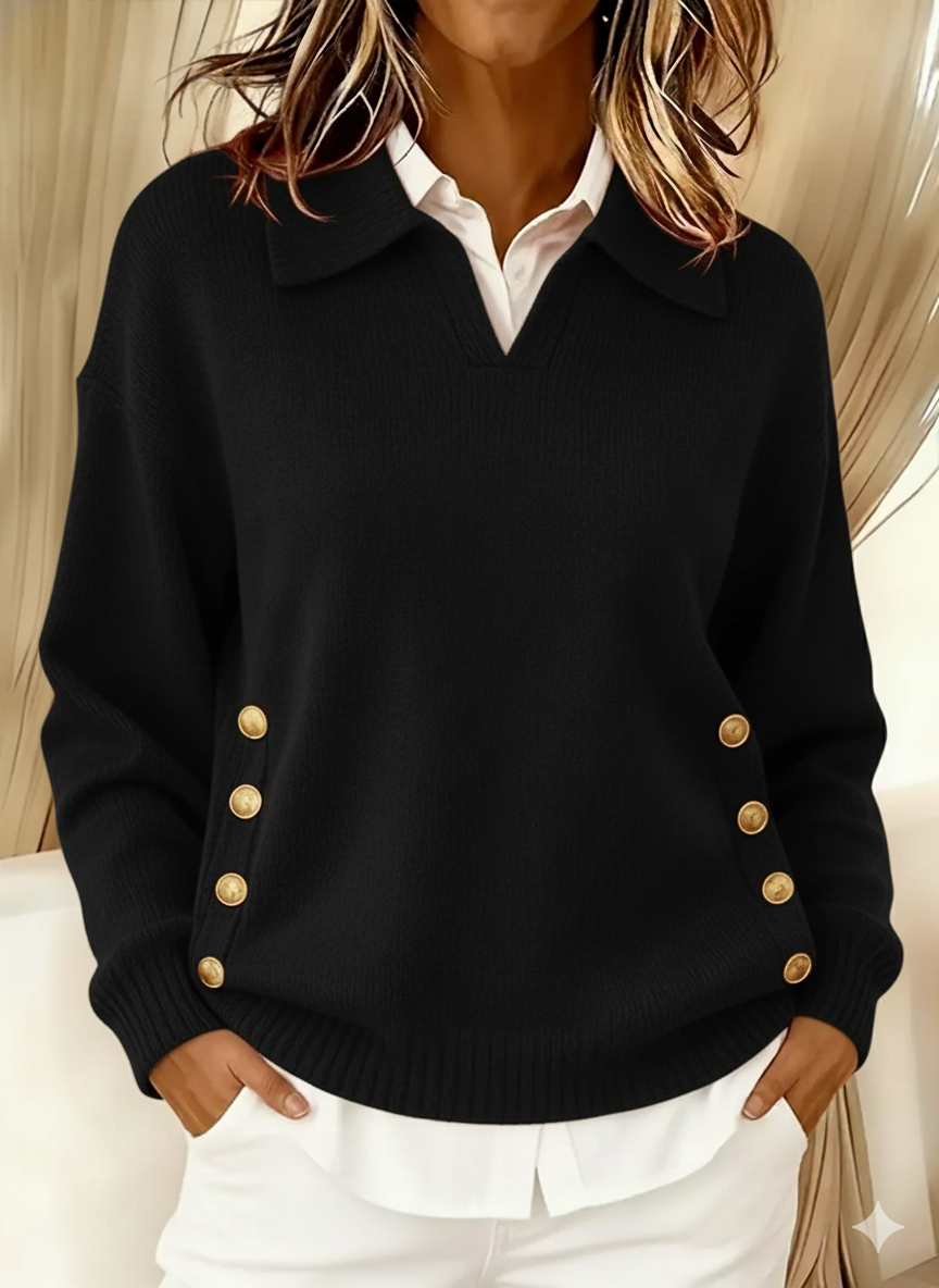 Vynette™ | V-hals sweater med krave — 6
