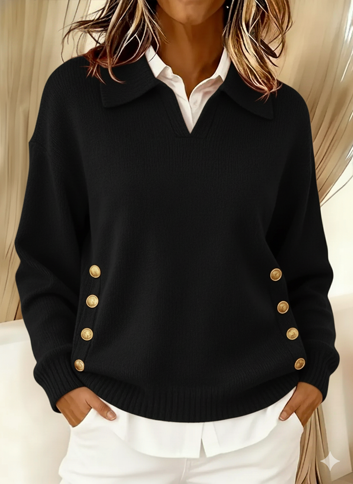 Vynette™ | V-hals sweater med krave — 6