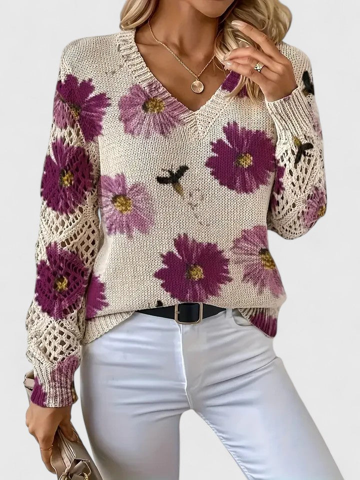 Aurélie | Elegant blomstret striktrøje — 4