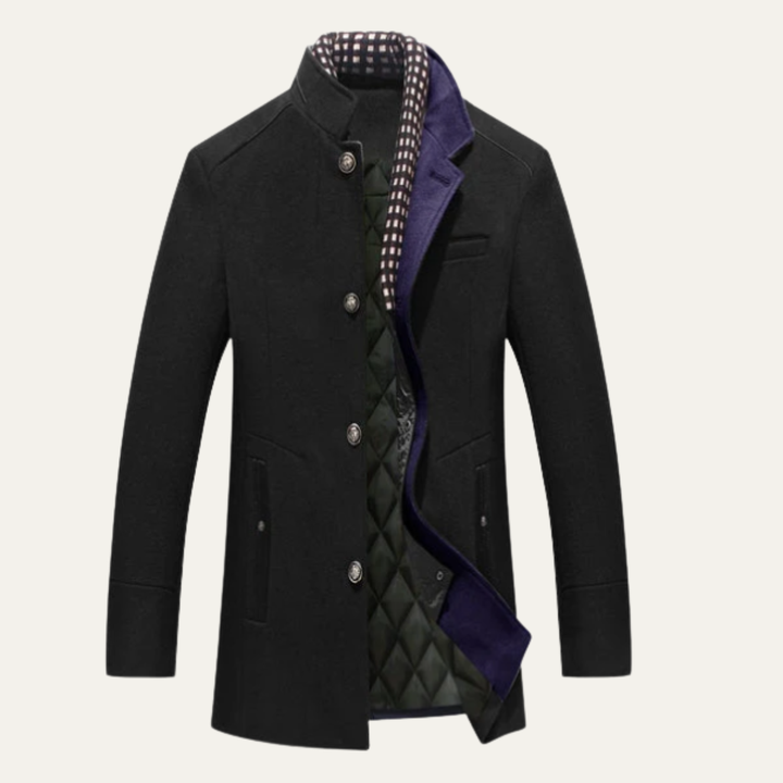 Freja Andersen | Herre Elegant klassisk uld vinter frakke med quiltet Lining